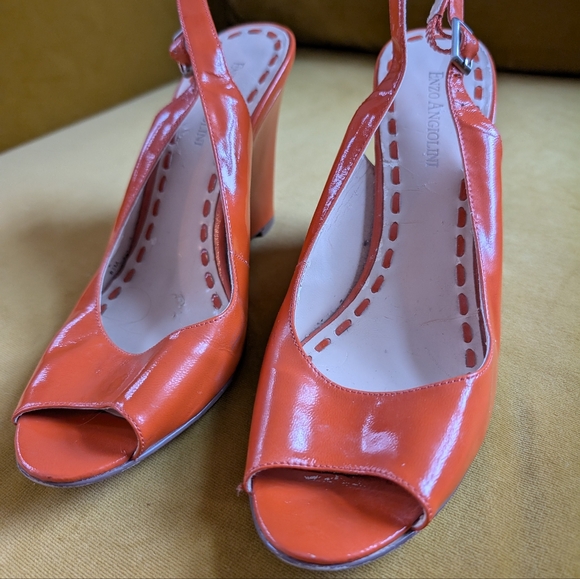 Orange Peep-Toe Slingback Heels - Picture 5 of 5